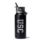 USC Trojans Black Engraved Hydro Flask 32oz Wide Mouth Straw Lid